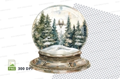 Snow globe with winter forest scene clipart transparent PNG Product Image 1