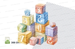 Colorful alphabet blocks stacked 3D clipart PNG transparent Product Image 1
