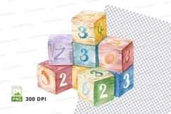 Colorful wooden number blocks clipart png transparent backgr Product Image 1