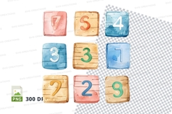 Colorful number clipart set on transparent background PNG Product Image 1