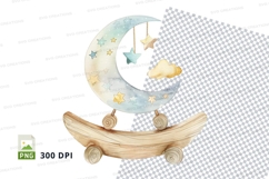 Wooden moon crescent cradle clipart png illustration Product Image 1