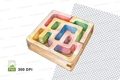 Colorful wooden alphabet puzzle clipart transparent backgrou Product Image 1