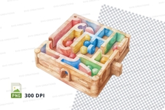 Wooden alphabet maze toy clipart colorful educational kids p Product Image 1