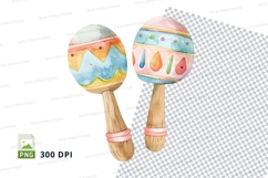 Colorful wooden maracas clipart PNG transparent background Product Image 1