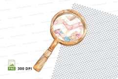Magnifying glass over world map clipart transparent PNG Product Image 1