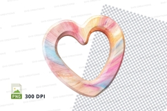 Colorful watercolor heart clipart transparent PNG love symbo Product Image 1