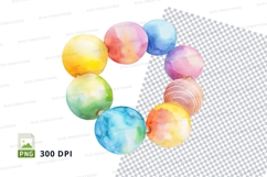 Colorful watercolor bubbles clipart transparent background P Product Image 1