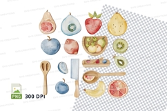 Fresh fruit clipart set on transparent background PNG Product Image 1