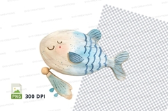 Cute cartoon fish swimming clipart transparent background Product Image 1