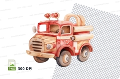 Vintage red fire truck clipart isolated on white background Product Image 1
