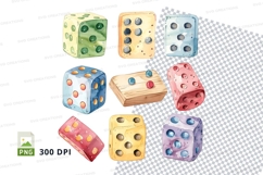 Colorful dice clipart set transparent PNG 300 DPI Product Image 1
