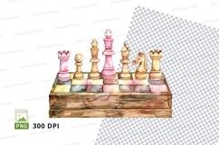 Chess pieces strategy game wooden board clipart PNG Product Image 1