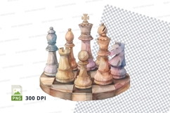 Chess pieces strategy game wooden board clipart PNG Product Image 1