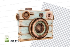 Vintage wooden camera clipart isolated on white background Product Image 1