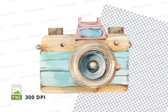 Vintage wooden camera clipart isolated on white background Product Image 1