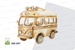 Vintage wooden camper van clipart isolated on white backgrou Product Image 1