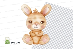 Cute cartoon bunny clipart sitting isolated on white backgro Product Image 1