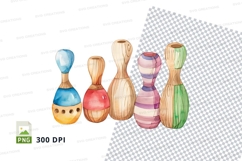 Colorful bowling pins clipart set isolated transparent PNG Product Image 1