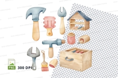 Handyman tools clipart set with wooden house repair kit Product Image 1