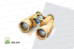 Wooden binoculars clipart transparent background PNG 300 DPI Product Image 1