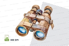 Wooden binoculars clipart PNG transparent background 300 DPI Product Image 1