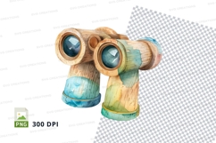 Vintage binoculars clipart isolated teal green PNG 300 DPI Product Image 1
