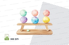 Colorful soap bubbles on wooden stand clipart transparent ba Product Image 1