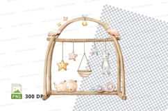 Baby wooden swing clipart hanging nursery decor playful Product Image 1
