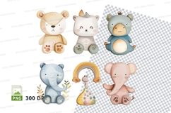 Cute 3D teddy bear clipart set on white background Product Image 1
