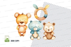 Cute teddy bears clipart set with teether and baby toys Product Image 1
