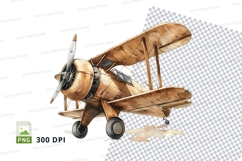 Vintage biplane clipart flying transparent PNG isolated Product Image 1