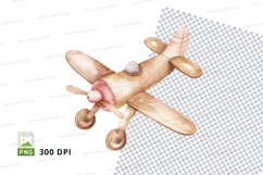 Wooden airplane clipart PNG isolated transparent background Product Image 1