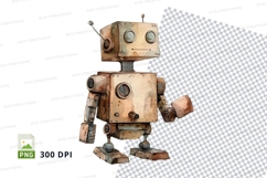 Vintage robot clipart png isolated on grid background Product Image 1