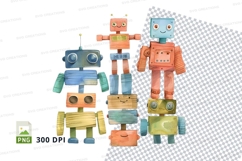 Colorful robot clipart set isolated on white background Product Image 1