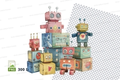 Colorful robot clipart set isolated on white background Product Image 1