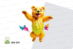 Cute cartoon bear jumping with colorful butterflies clipart Product Image 1