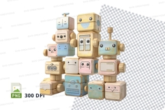 Cute robot clipart set in pastel colors isolated on white Product Image 1