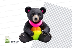 Cute black teddy bear holding rainbow heart clipart PNG Product Image 1