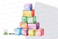Colorful stacked cubes clipart transparent background PNG Product Image 1