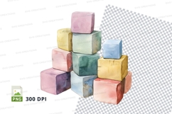 Colorful 3D cubes stack clipart transparent background PNG Product Image 1