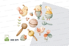 Easter chick clipart set on checkered background 300 DPI Product Image 1