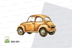 Vintage wooden car clipart isolated on transparent backgroun Product Image 1