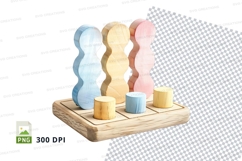 Wooden toy peg people family set clipart transparent backgro Product Image 1