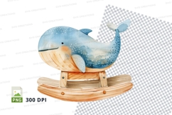 Blue whale rocking horse clipart png isolated toy Product Image 1