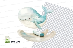 Whale clipart jumping ocean wave blue transparent PNG Product Image 1