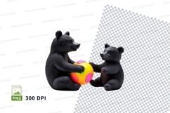Cute bear hugging colorful beach ball clipart png Product Image 1