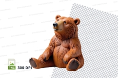 Brown teddy bear clipart sitting cute isolated transparent P Product Image 1