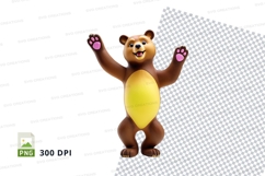 Cute brown teddy bear waving happy isolated clipart PNG Product Image 1