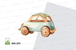 Vintage wooden toy car clipart isolated on white background Product Image 1