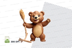 Cute brown teddy bear holding wheat clipart PNG Product Image 1